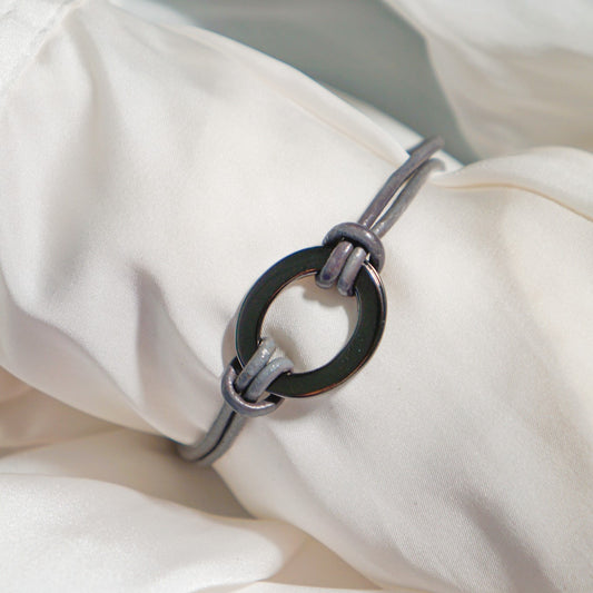 Bracelet Cordon - Rond Argenté